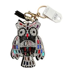 Multicolored Rhinestone‎ Owl Keychain